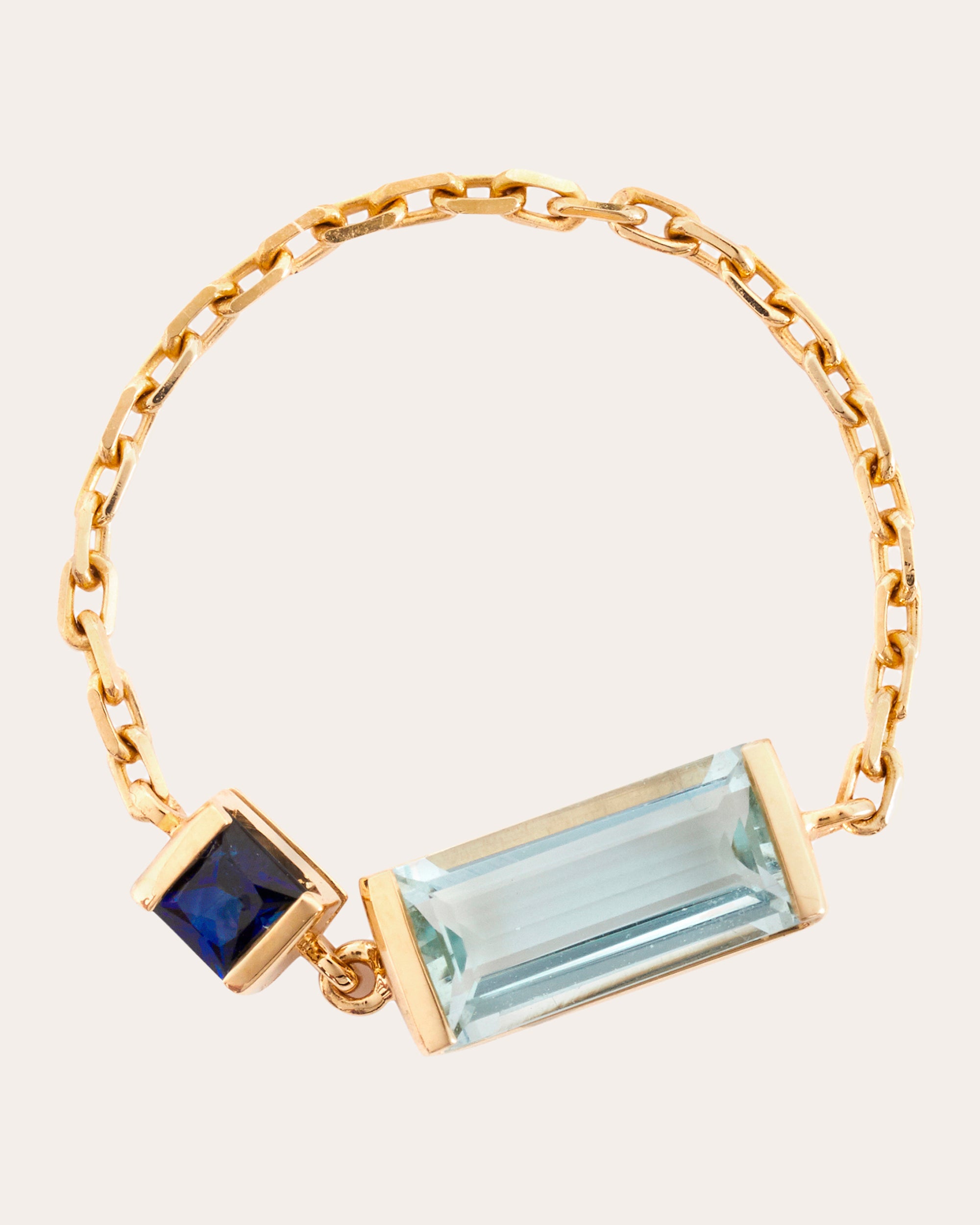 Yi Collection Women's Aquamarine And Sapphire Chain Ring Cotton In Blue