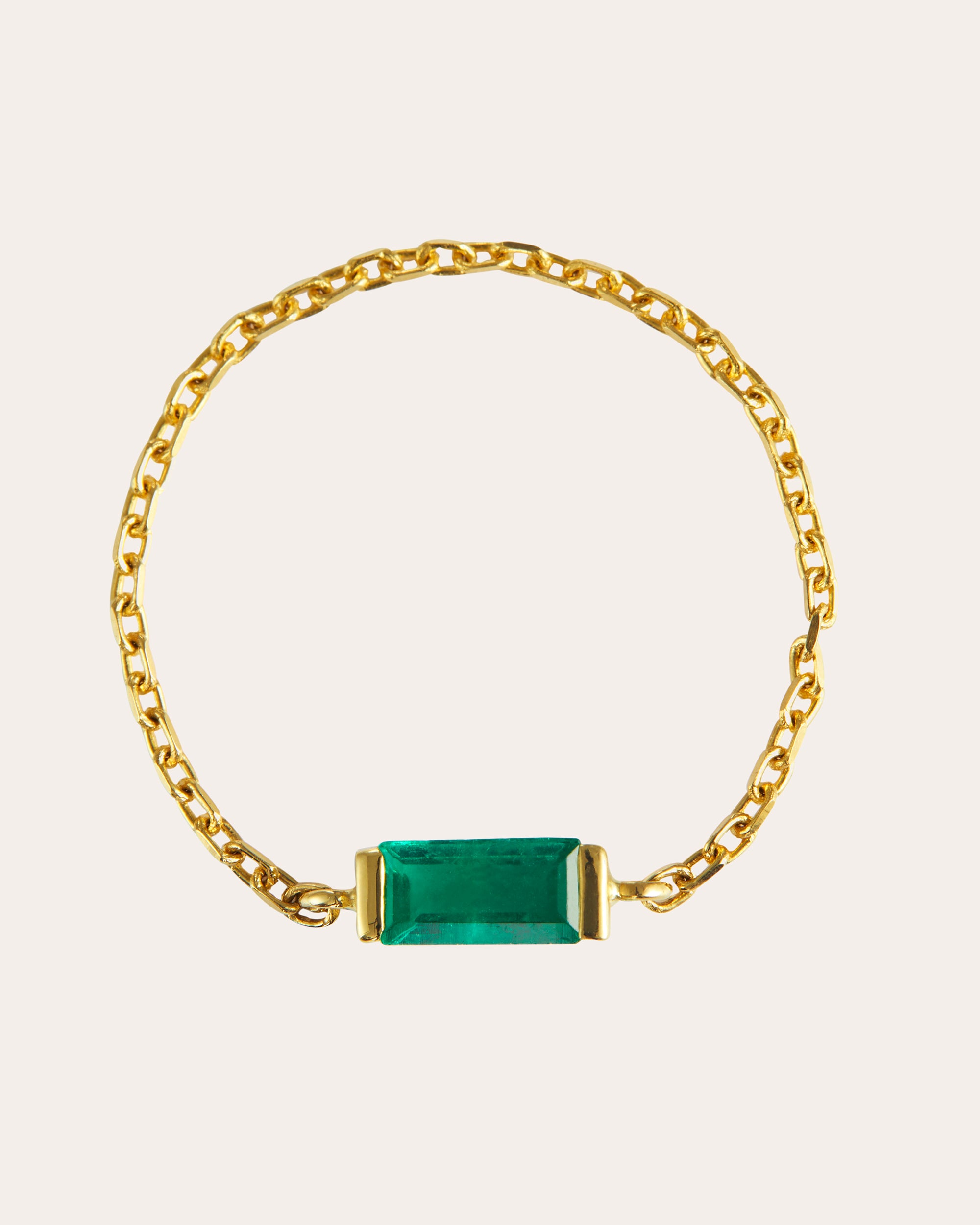 Yi Collection Women's Emerald Baguette Chain Ring Cotton In Green