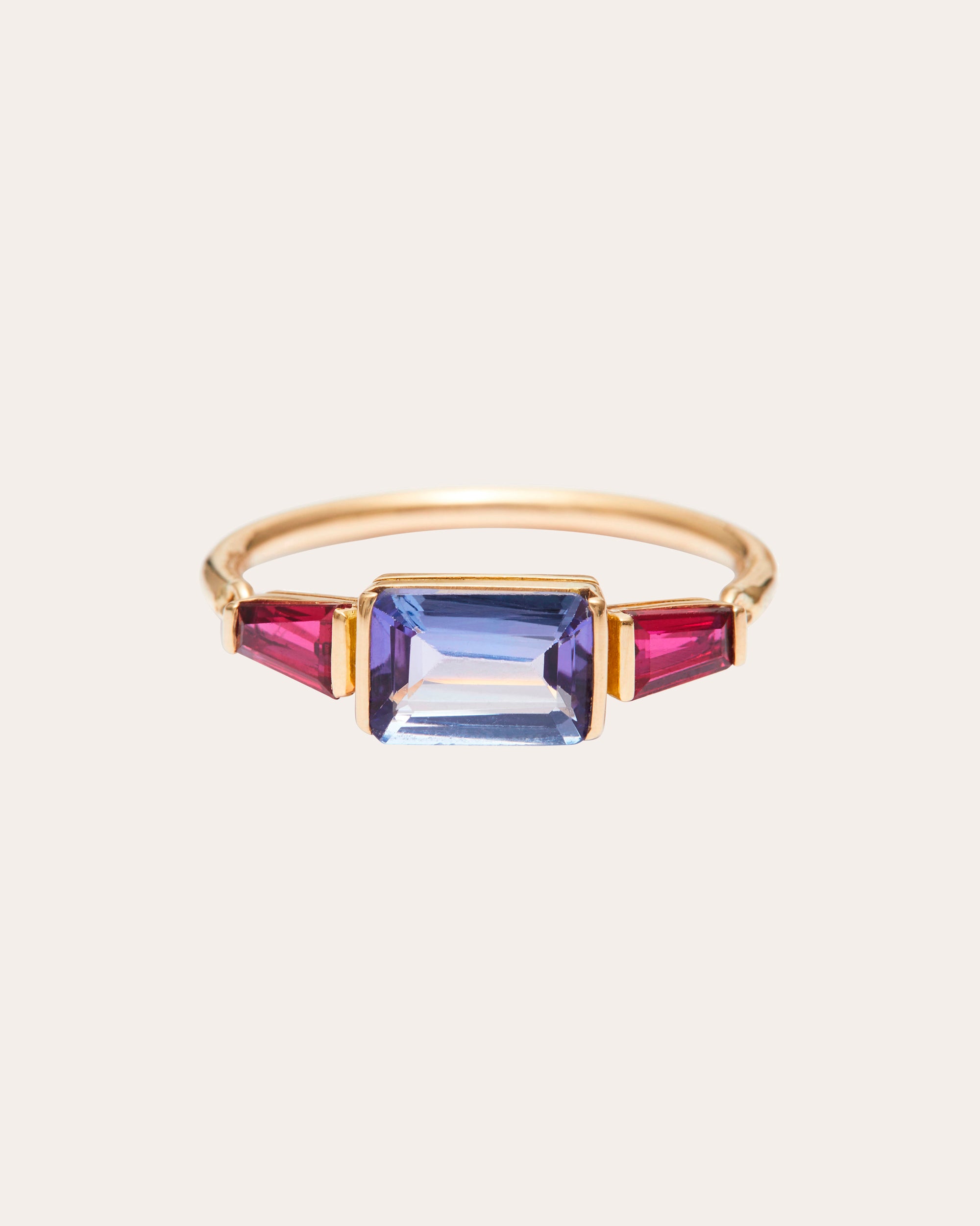 Yi Collection Women's Tanzanite And Ruby Ring Cotton In Pink