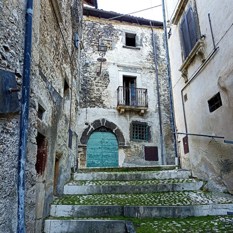 The grassy steps of Castel di Ieri our home