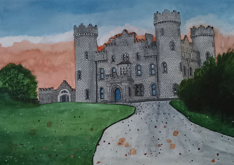Pen and watercolor painting of Clonyn Castle County Westmeath