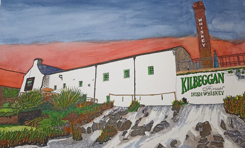 Kilbeggan Distillery in County Westmeath - original pen and ink painting
