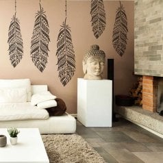 The Tribal Feather Wall Art Stencil from Cutting Edge Stencils. http://www.cuttingedgestencils.com/products/tribal-feather-stencil-ornate-feathers-stencils-design