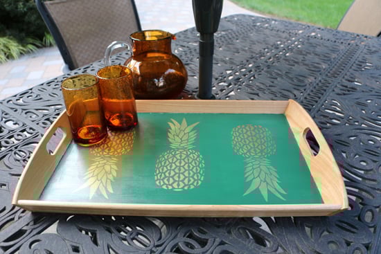 Learn how to decorate a wooden Ikea Klack tray using the Pineapple Stencil from Cutting Edge Stencils. http://www.cuttingedgestencils.com/products/pineapple-stencil-design-wall-stencils