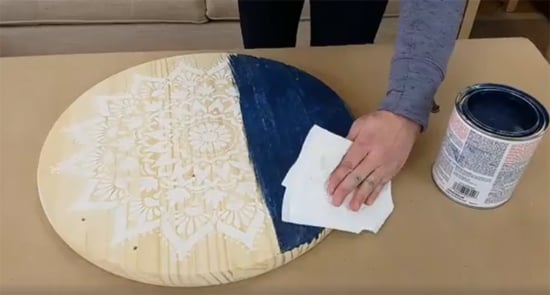 Learn how to craft a DIY wooden tray using the Radiance Mandala Stencil from Cutting Edge Stencils. http://www.cuttingedgestencils.com/products/radiance-mandala-stencil-yoga-mandala-stencils-decal