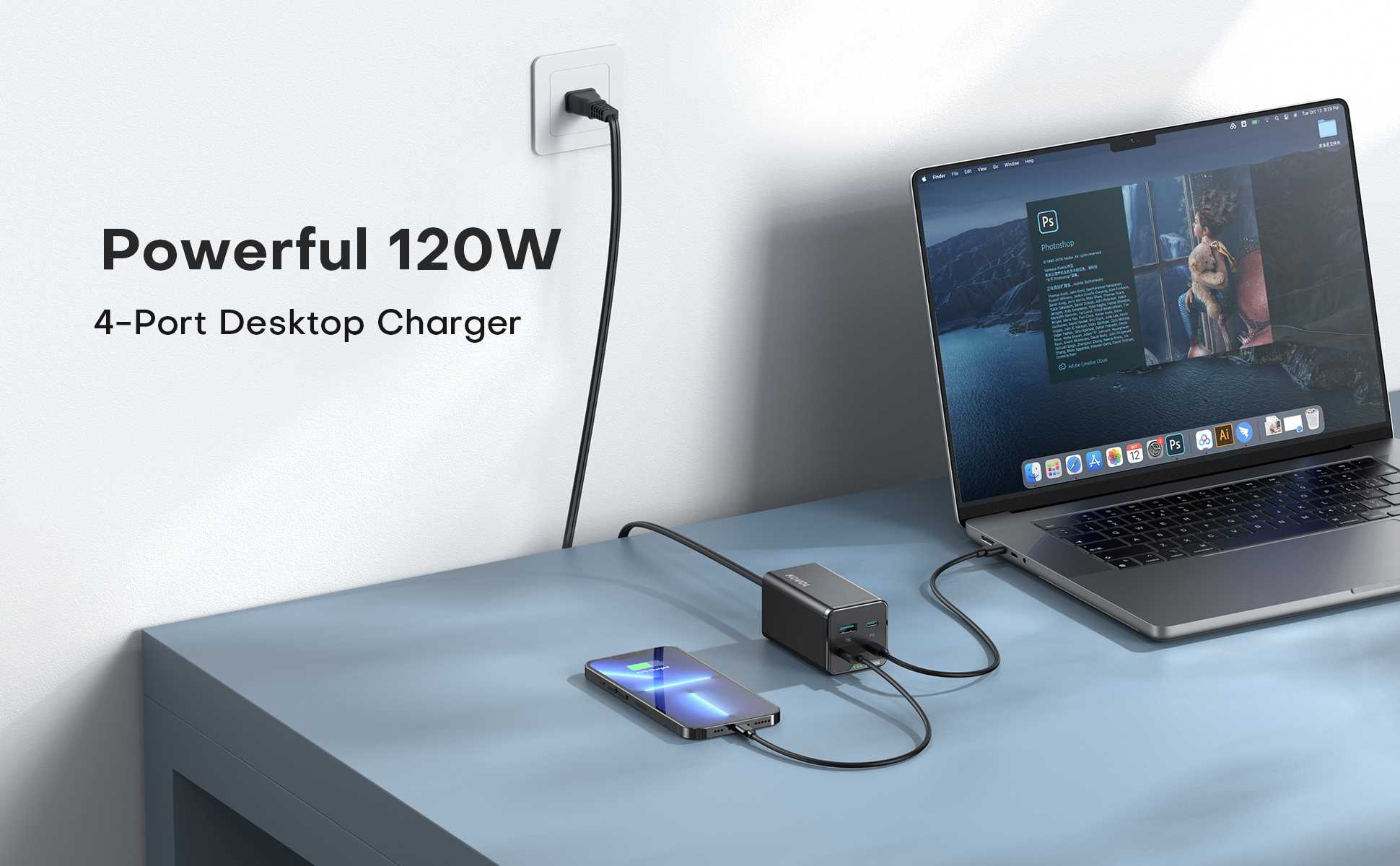 120w 4-port PD GaN desktop charger