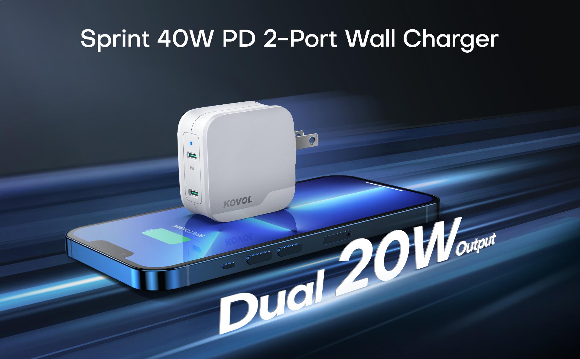 sprint 40w PD 2-port wall charger