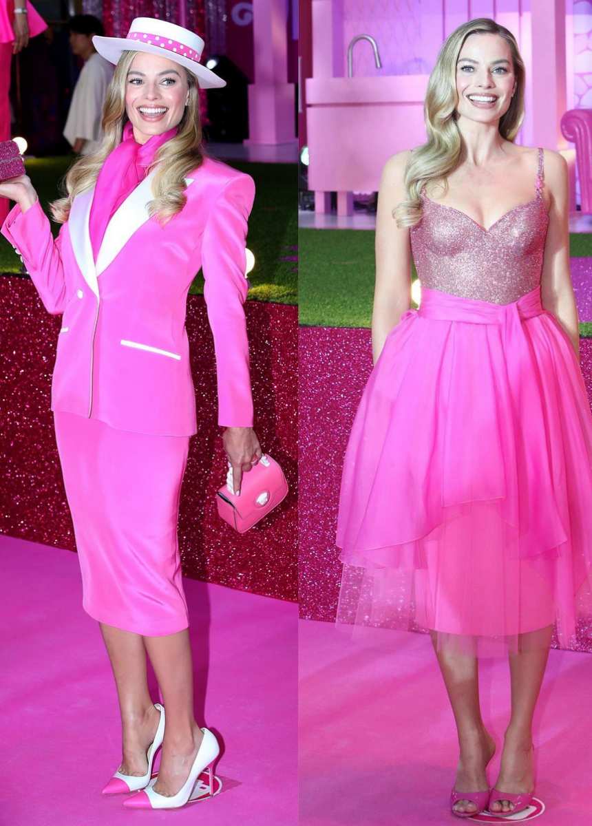 Margot Robbie in magenta for Barbie Movie premiere