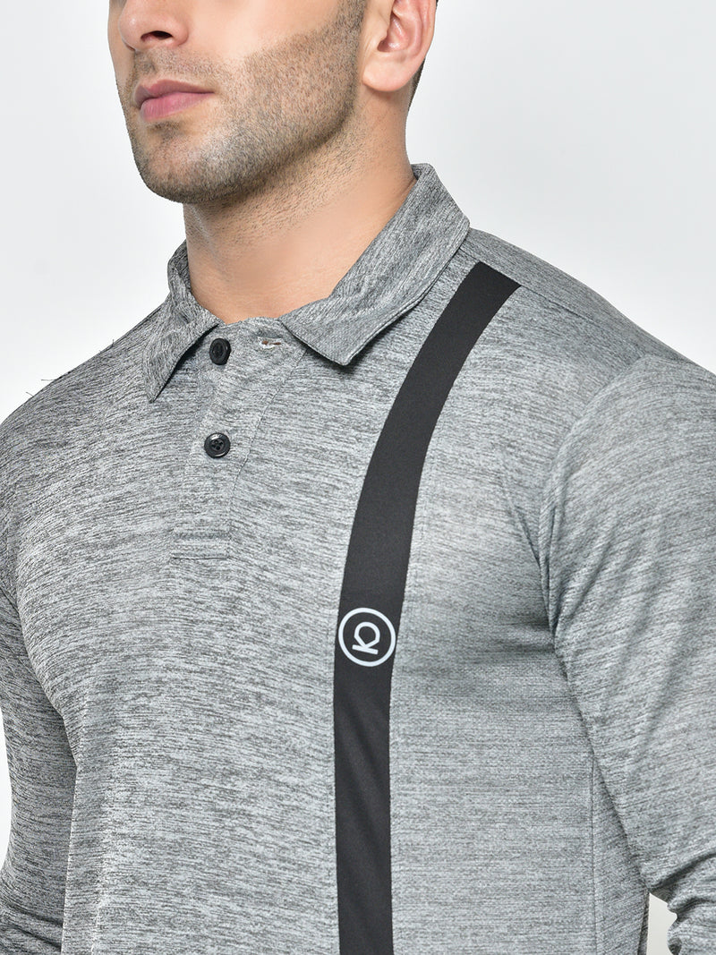 Men's Gym Regular Dry Fit Polo Full Sleeves T-Shirt