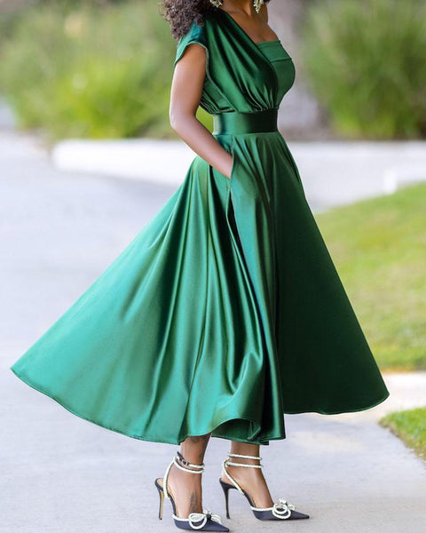 Emerald One Shoulder Dress – Alisastyle-AAS