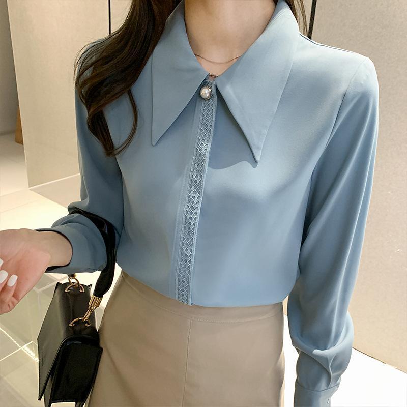 Shirt long-sleeved fashion blue all-match shirt