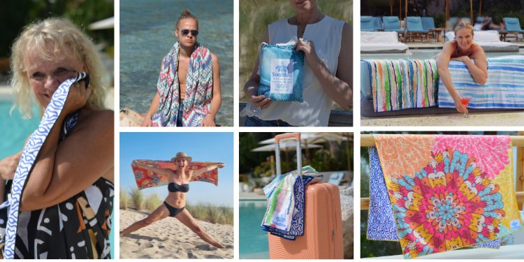 maak een foto met jouw soobluu reishanddoek of strandlaken, hier staan een aantal voorbeelden