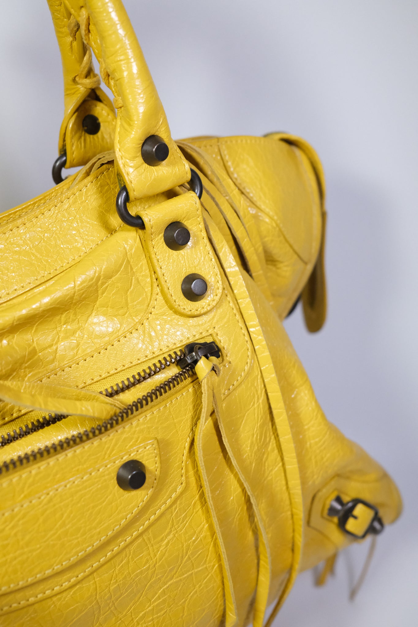 Triangle leather handbag Balenciaga Yellow in Leather  23553989