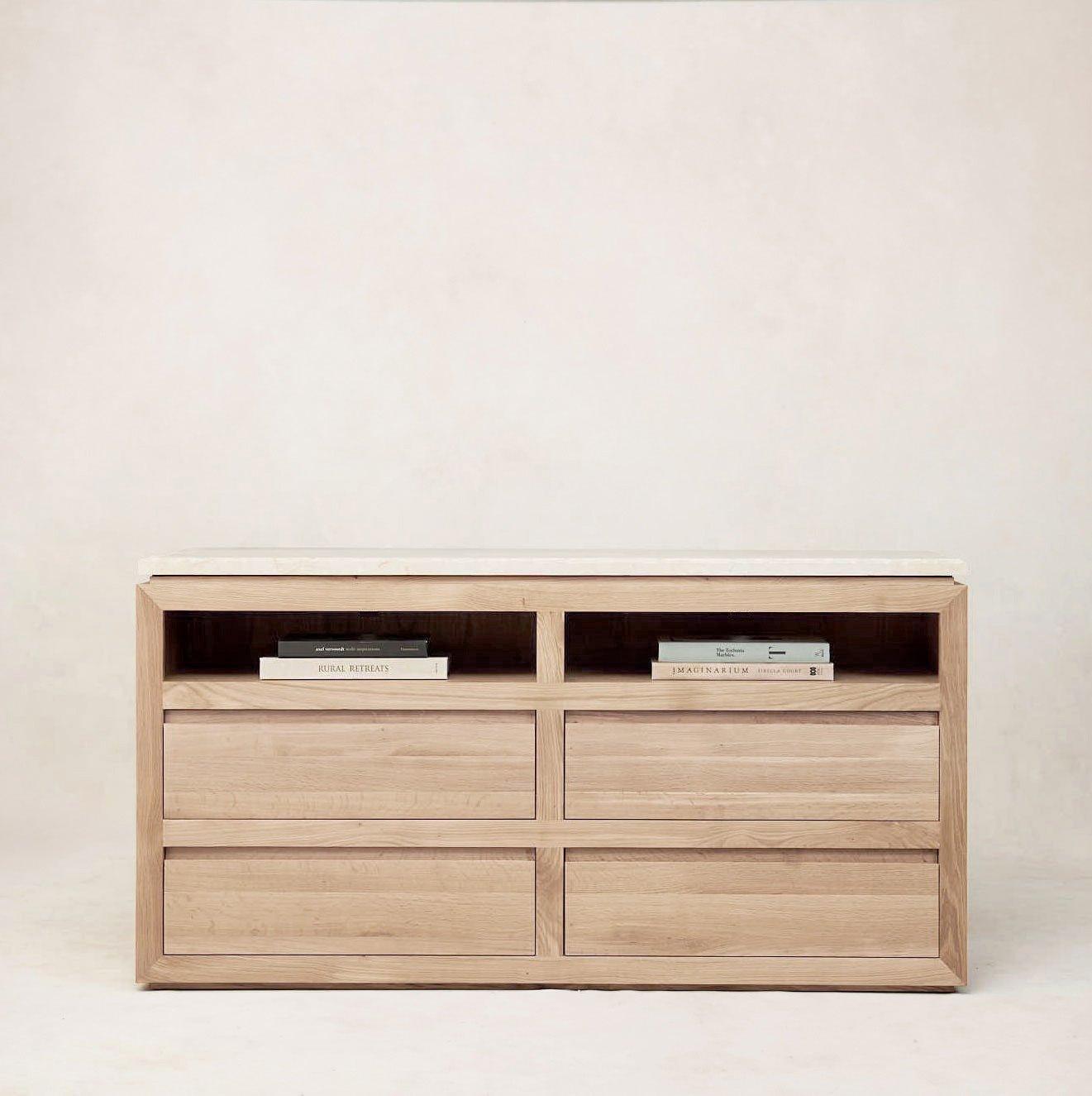 Sofita Marble 4 Drawer Dresser - White Oak - House of Leon product image