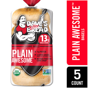Dave's Killer Bread Plain Awesome Organic Bagels, 5 count - Stock Your Stay - Dave's Killer Bagel