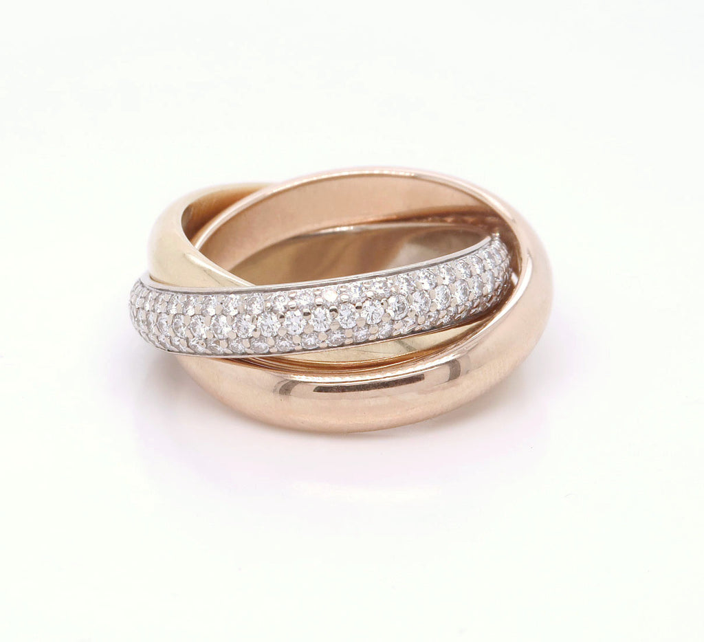 Cartier 18K Trinity Tri Gold Diamond Ring – iTouch Diamonds