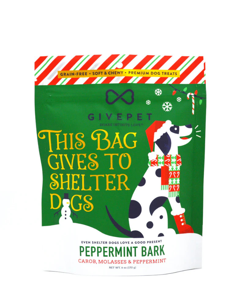 GivePet Peppermint Bark Carob, Molasses & Peppermint Flavor Dog Treats, 6-oz