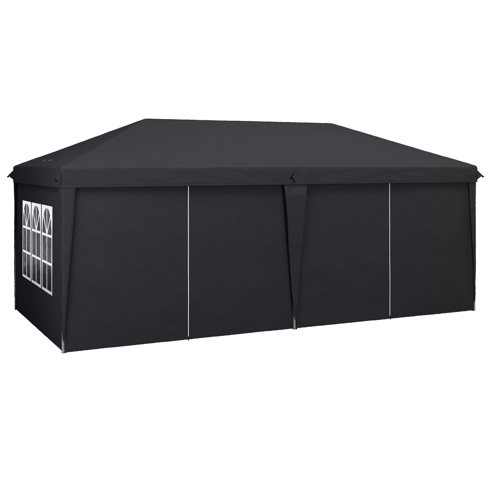 3 x 6 m Pop Up Gazebo with Sides and Windows, Height Adjustable Party Tent with Storage Bag for Garden, Camping, Event, Grey - Bedzy product image