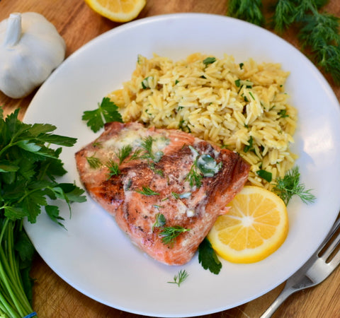 pan seared salmon with lemon and herb butter