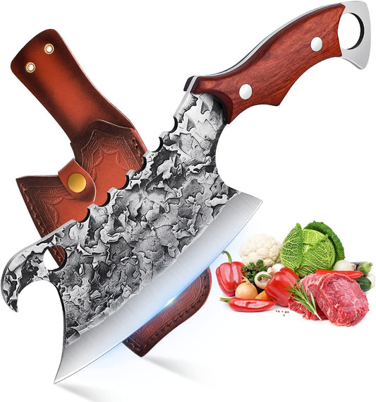 Manganese Steel Heavy Duty Meat Cleaver Chef Knife Butcher Chopper Bone  Knife With Sheath 