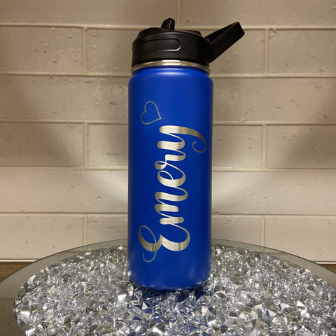 Blue kids water bottle, Engraved and personalized