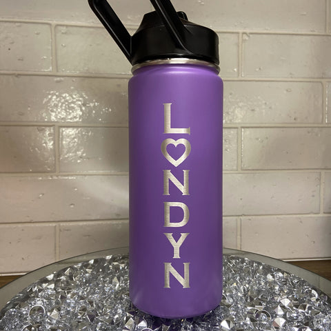 Personalized purple cup, heart and name