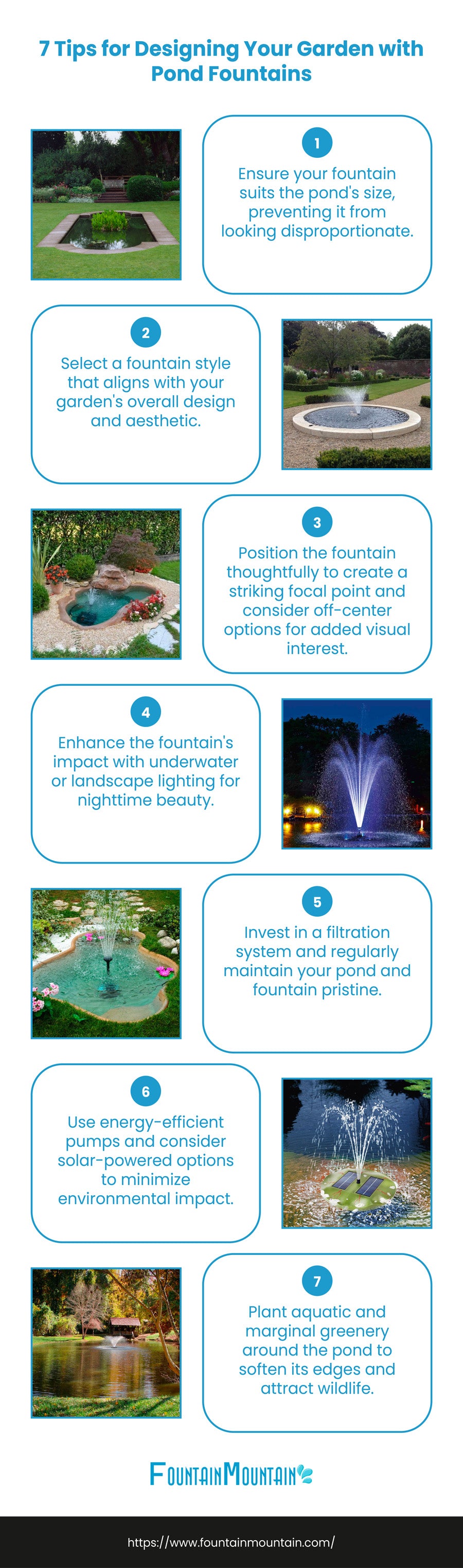 pond fountains with lights