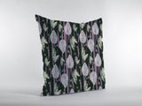 18? Black Purple Fall Leaves Zippered Suede Throw Pillow