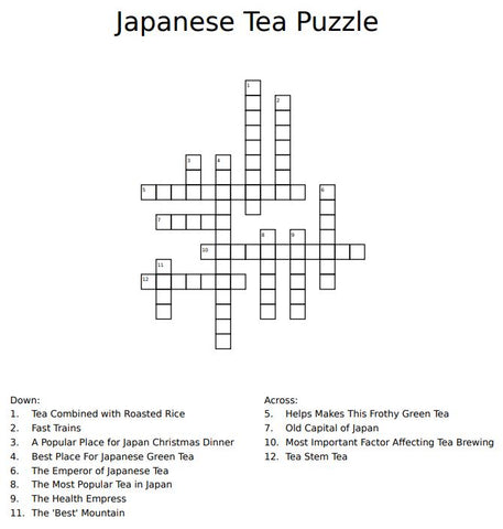 Crossword puzzle for tea
