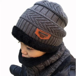 Boys winter hats and scarves set boys Girls add thick hats and necklaces in autumn Cute baby hats for children ages 1 to 10 - The Boujie Shop
