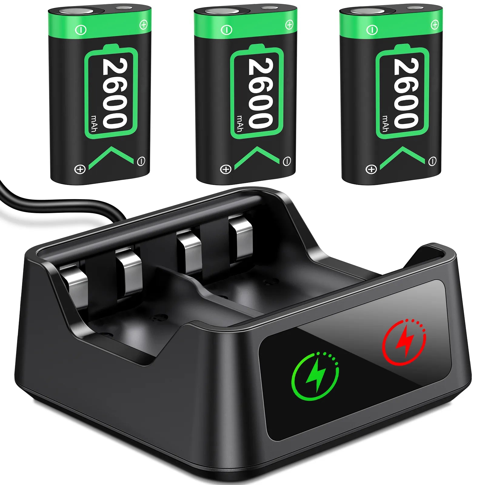 3 Pack 2600 mAh Rechargeable Battery Pack for Xbox Series X|S/Xbox One/X/S/Elite Wireless Controller Gamepads with USB Charger