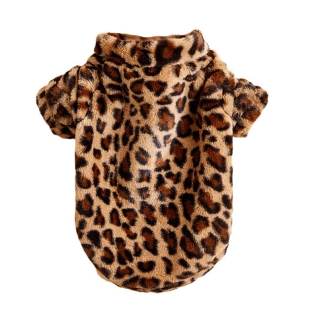 Fleece Dog Clothes Luxury Leopard Faux Fur Pet Dog Jacket Winter Clothes Pet Dogs Coat Autumn Winter Pug French Bulldog Outfits|Dog Hoodies|