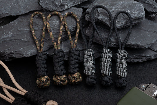 BubbasGarageTv - Large Heavy Duty Paracord Zipper Pulls (Light Grey)