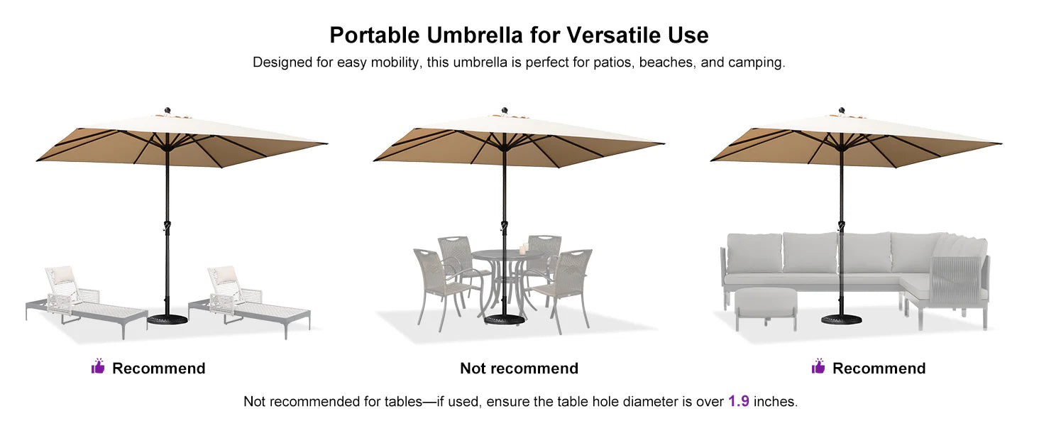 PURPLE LEAF Aluminum Outdoor Market Umbrella Patio Table Umbrella Square Options