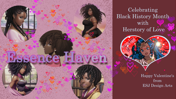 Essence Haven.  Celebrating Black History Month with Herstory of Love. Support, protect, and empower black women of color.  Indigenous Black Women of Color, African-American Woman, beautiful black women, lovely black girl, black culture, black girl magic, natural hair, curly hair, coiled hair, art, animation, disney, marvel, anime, social justice, eco-friendly, mothers, 4c hair