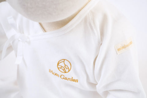 Baby wear with short underwear with the name of MOM GARDEN and Miki House.