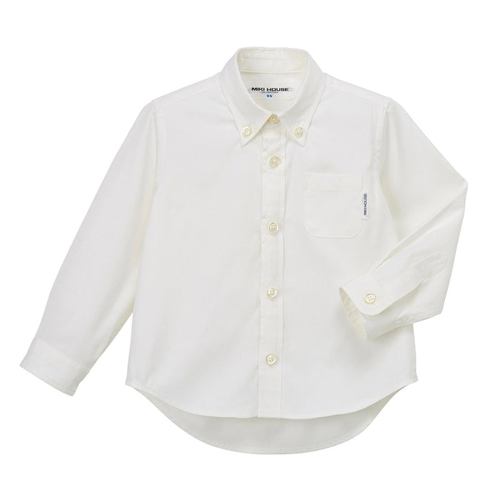 一件长衬里的白色衬衫，带有按钮-Down按钮-DOWN，这也可用于正式