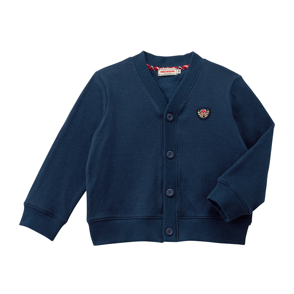 Navy blue cardigan made of double face material