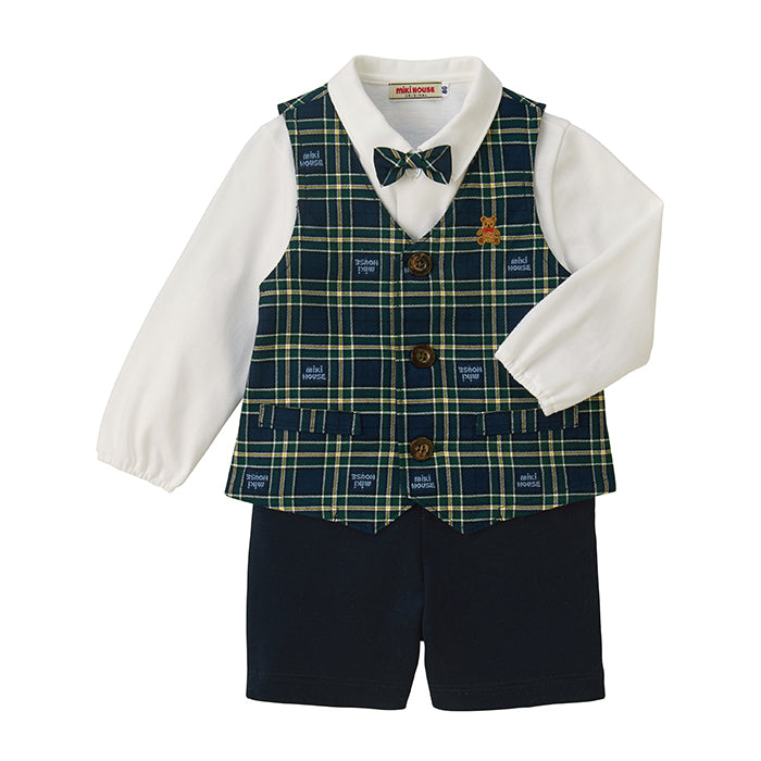 Miki House Check for Baby Tie, Baby Formal Set like Miki House