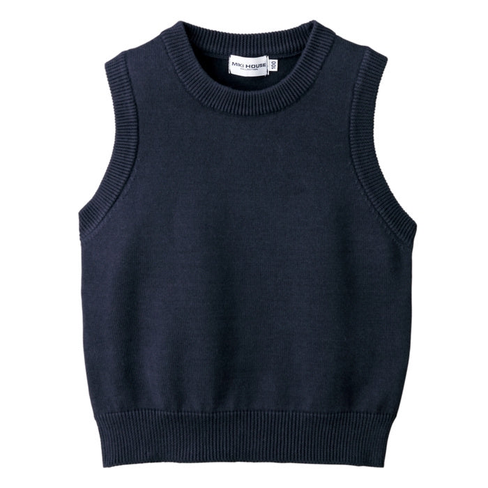 Cotton knit crew neck vest (for girls)