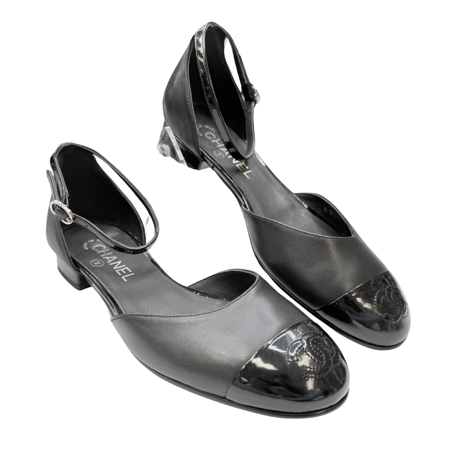 Chanel CC Ankle Strap Slingback Pumps