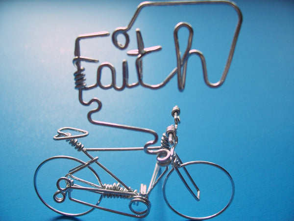 FAITH Bicycle Script Word Bike Art Decor – Freedom Wire Art