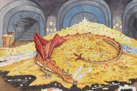 Le dragon Smaug dessiné par Tolkien