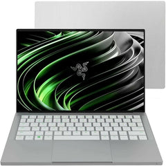 RazerBook 13 Productivity Laptop Open showing keyboard, screen and back of lid