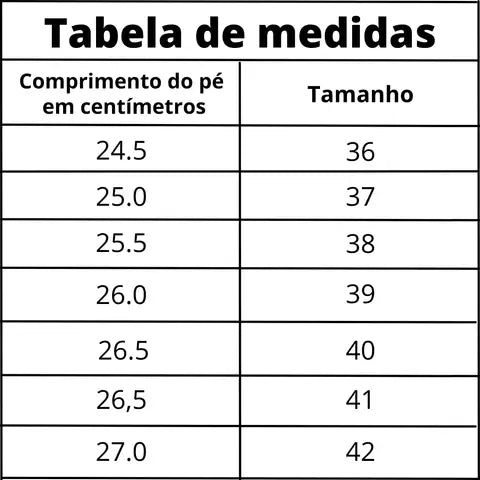 Tabela de Medidas do Tênis Sport Titanium Masculino - Super Confortável e Estilo Disponível em: www.descontara.com