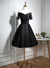 Load image into Gallery viewer, Lovely Black Satin Homecoming Dress, Black Party Dress C666
