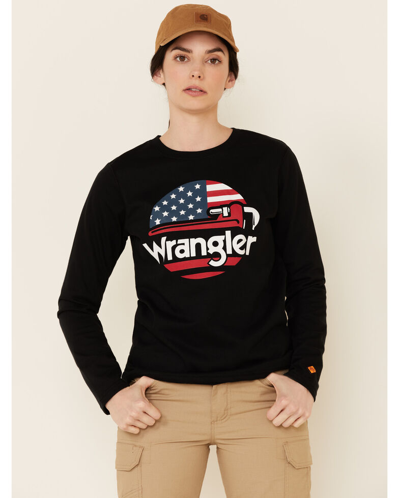 Wrangler FR Women's Wrench Flag Graphic Long Sleeve Work T-Shirt – Martin  Boot Company
