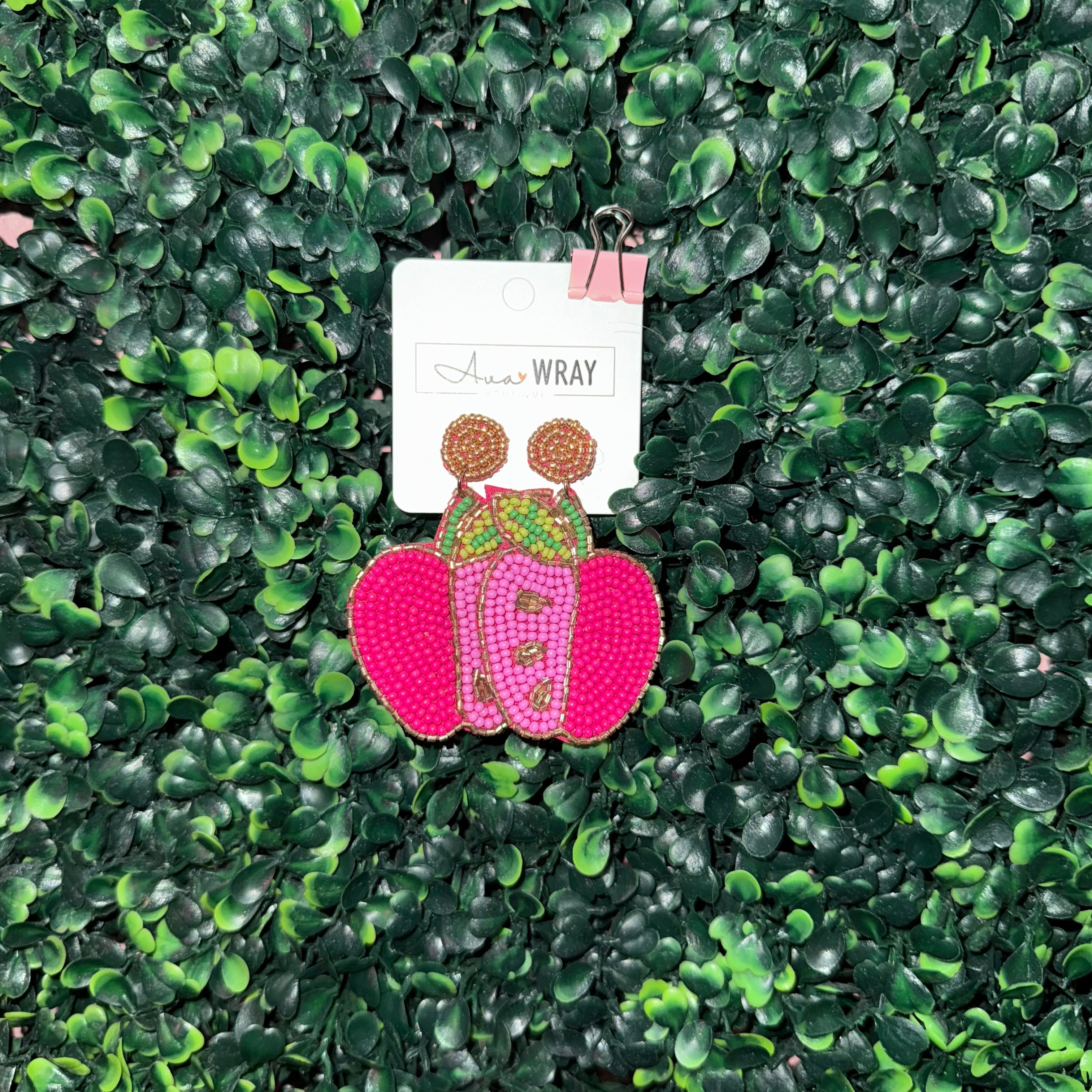 Pink Apple Beaded Earrings