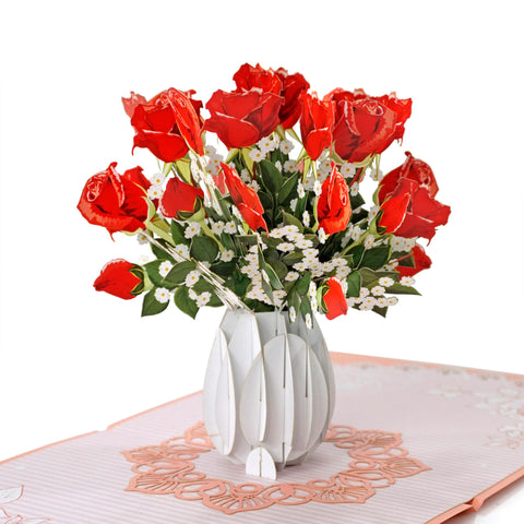 Red Rose 3D Popup cards Happy birthday Valentine Mother’s Day