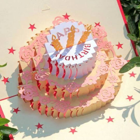 Birthday 3D cake model popup greeting card